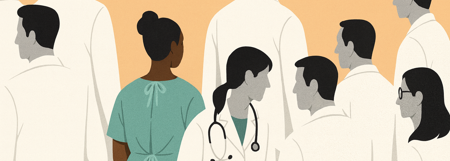 Generated: Illustrated doctors and patient banner